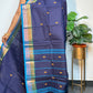 NavyBlue with double border chettinadu saree