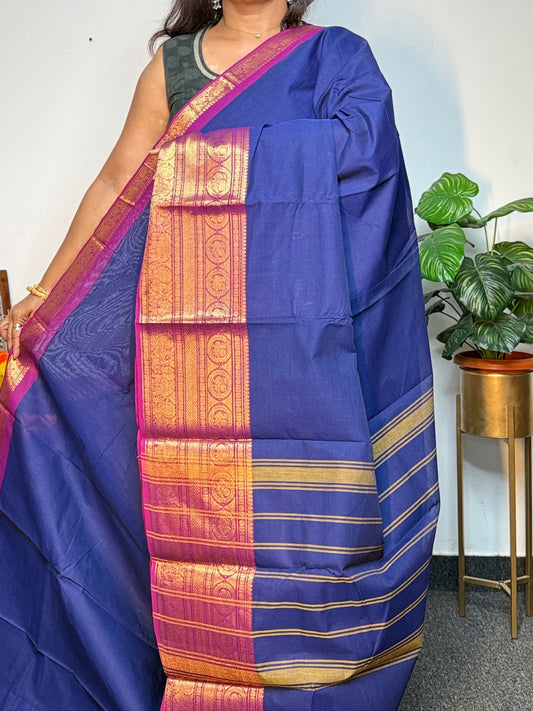 Violet and Majenta  big border chettinadu Saree