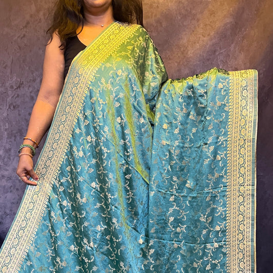 Light Blue Banarasi Katan Silk Saree