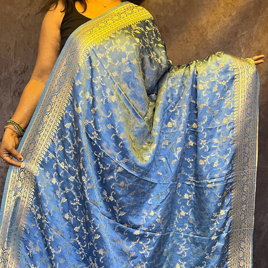 Blue Banarasi Katan Silk Saree