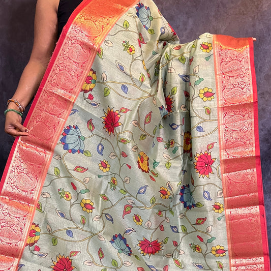 Light Pista Green Digital Print Kota saree