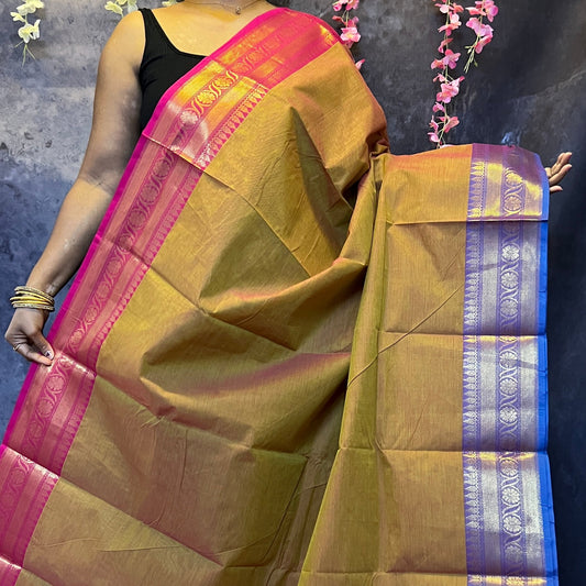 Mustard Ganga Jamuna Chettinadu Cotton Saree