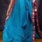 Blue and Pink Small Border Chettinadu Cotton Saree