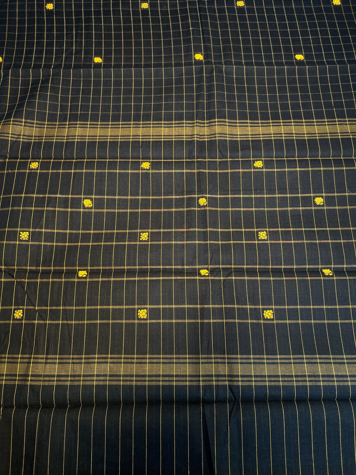 Navy Blue Checked Ganga Jamuna Chettinadu Saree