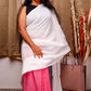 White and Pink Cloud Cotton Saree