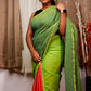 Green and Orange Cloud Cotton Saree