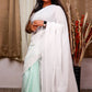 Pure White and Light Pista Cloud Cotton Saree