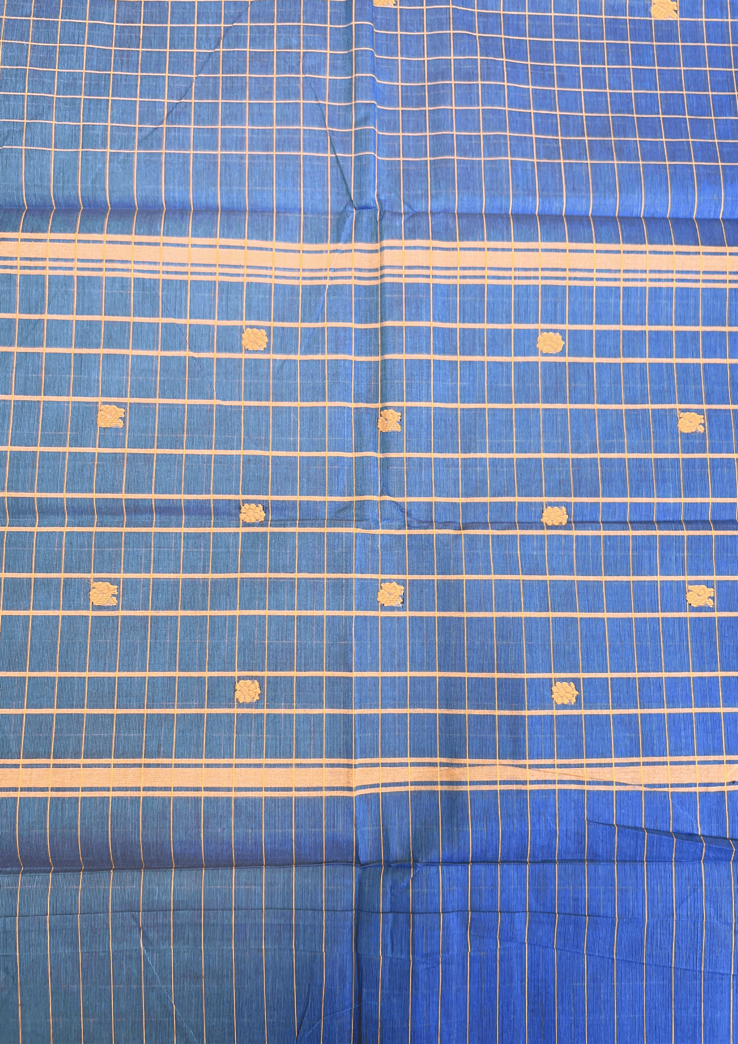 Blue Checked Double Border Chettinadu Saree